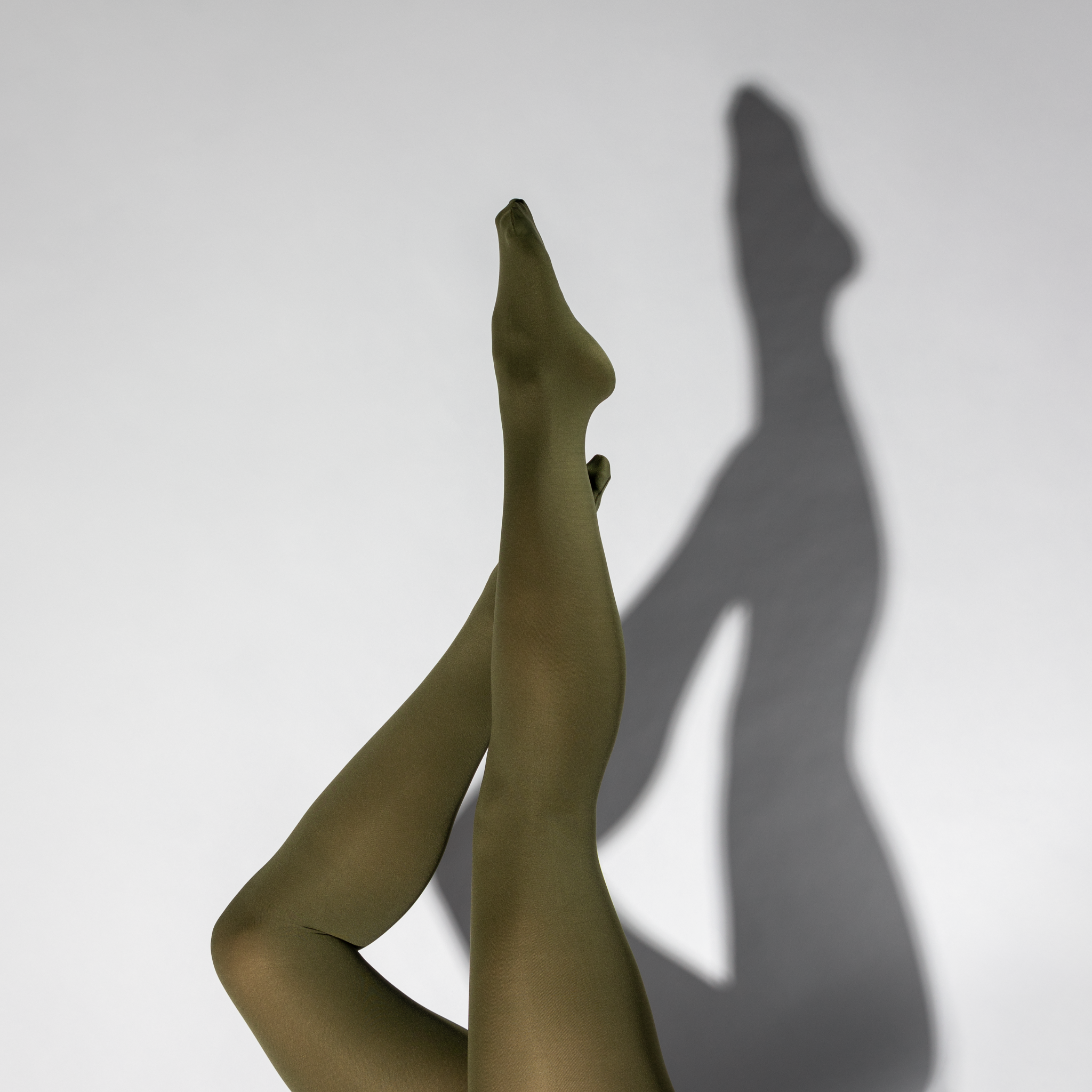 Josephine recycled polyamide khaki opaque tights by Miss Lala