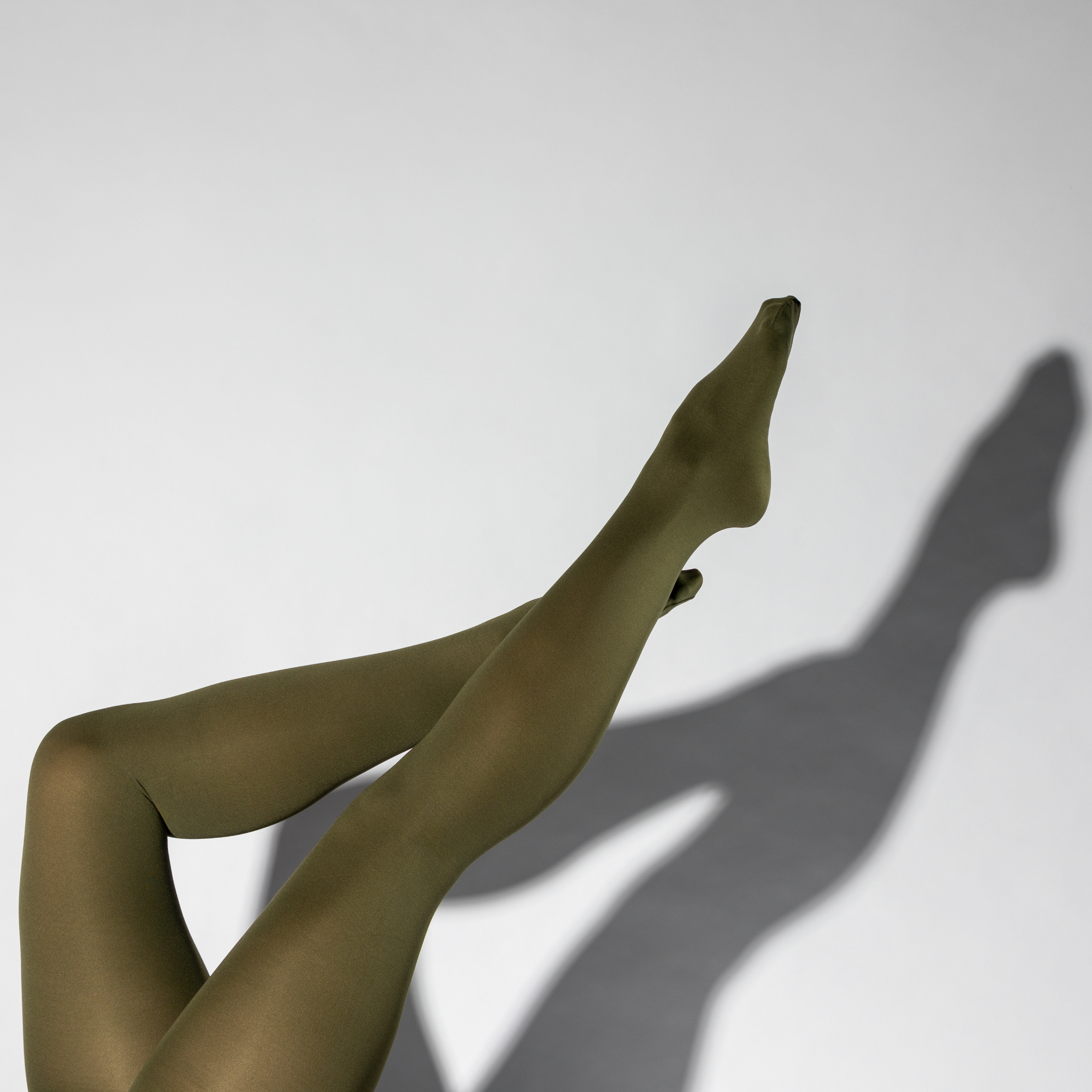Josephine recycled polyamide khaki opaque tights by Miss Lala