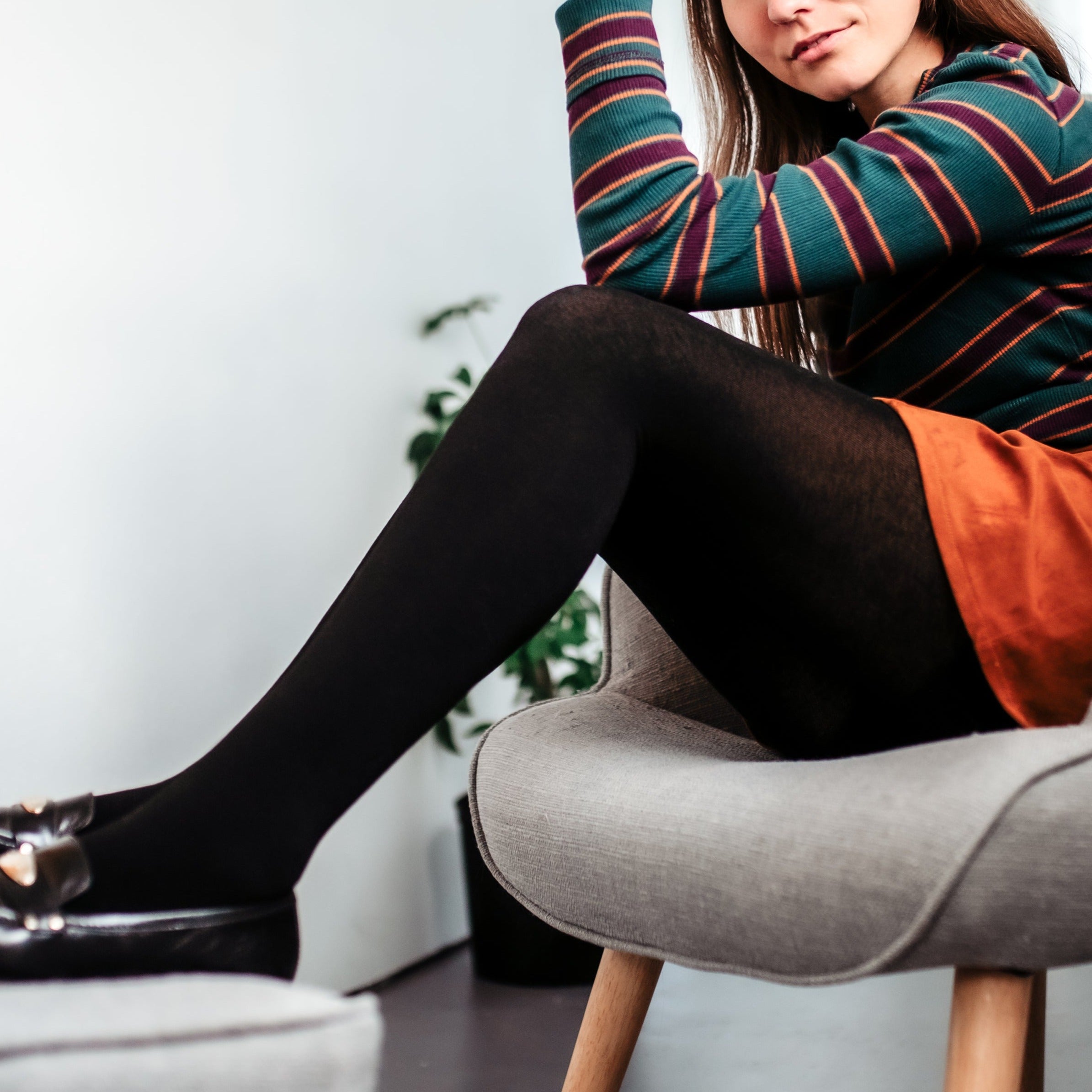 Donna black ethically made viscose and merino wool tights by Miss Lala