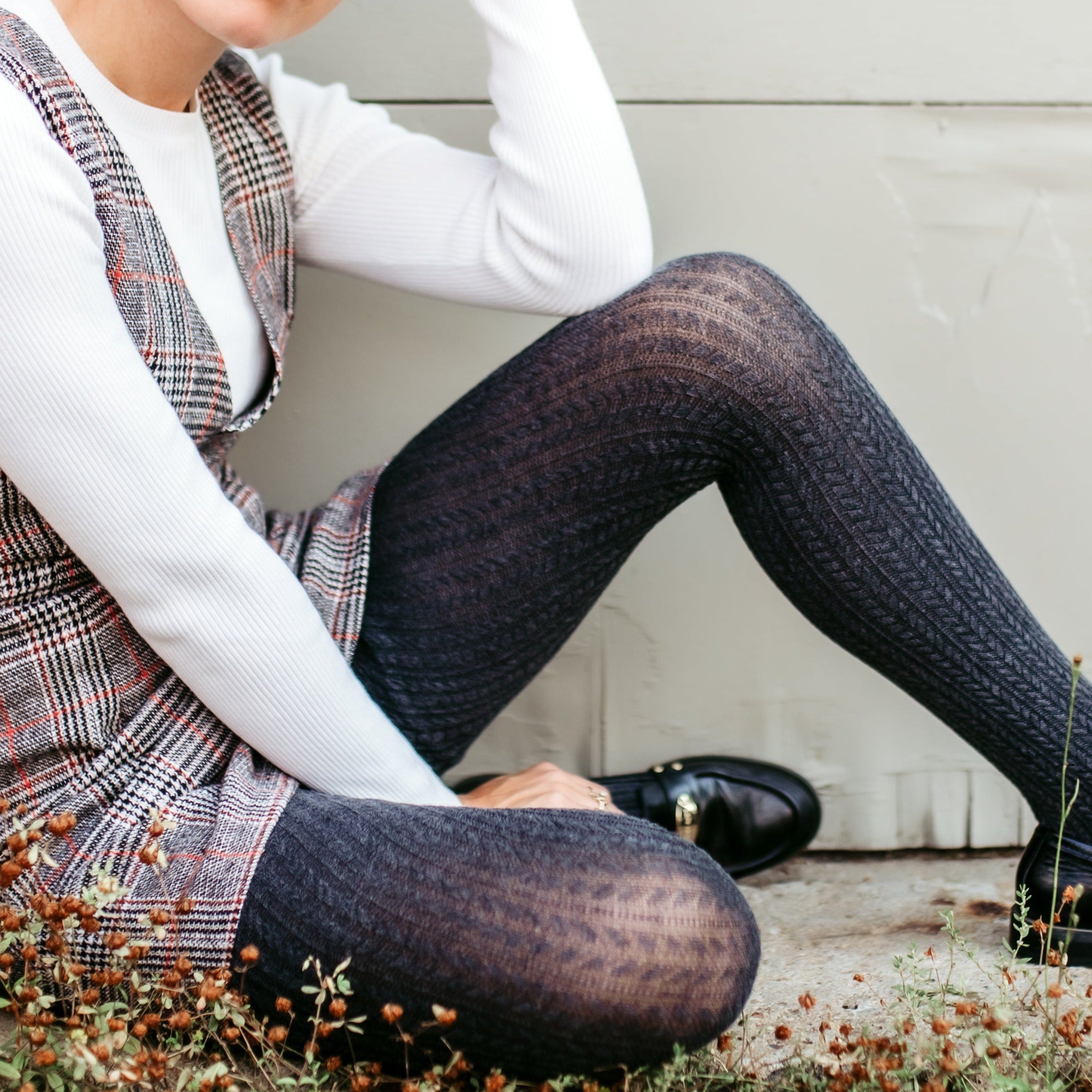 Laura Ethically Made Cable Knit Cotton Tights - Gray – Miss Lala