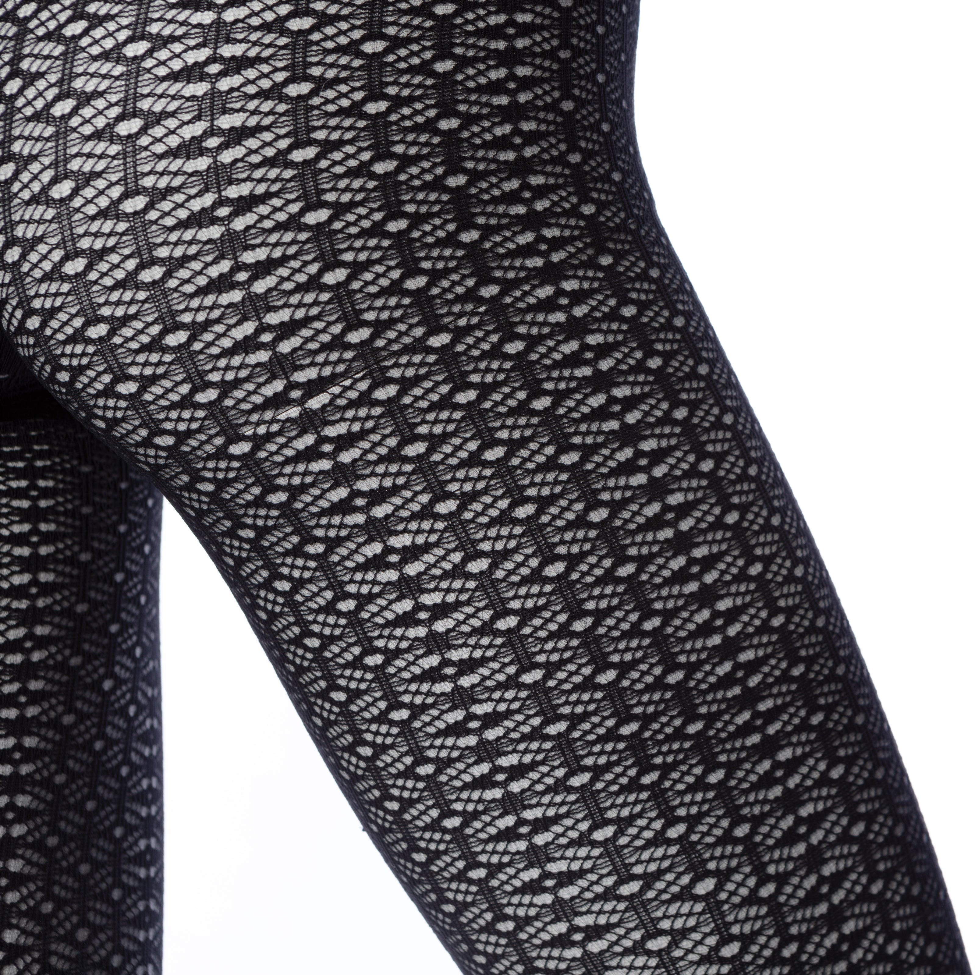 Monica black recycled polyamide argyle fishnet tights